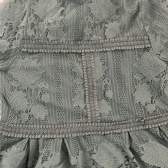 Miss Chievous Lace Lined Peplum Top Sage Green Size Small - Picture 8 of 8